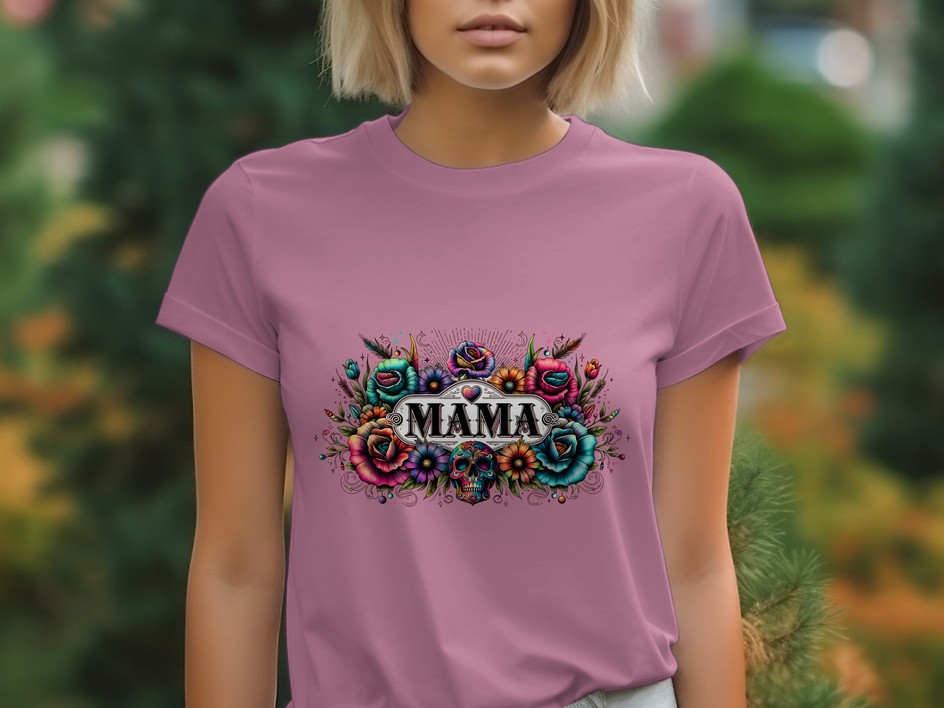 Holiday-Mother's Day-Floral Skull Artwork Mama