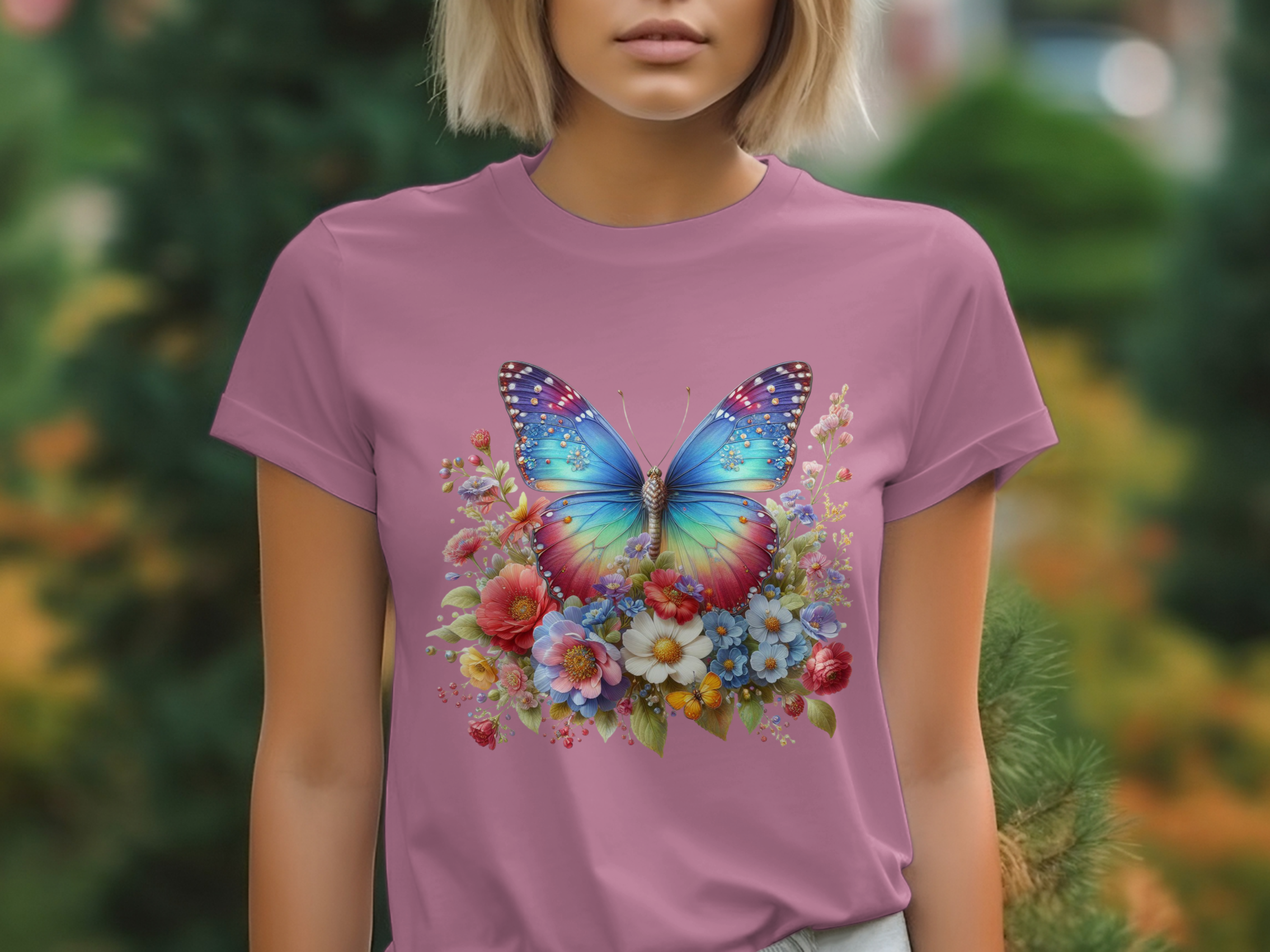 Animals-Bugs-Rainbow Butterfly Flower