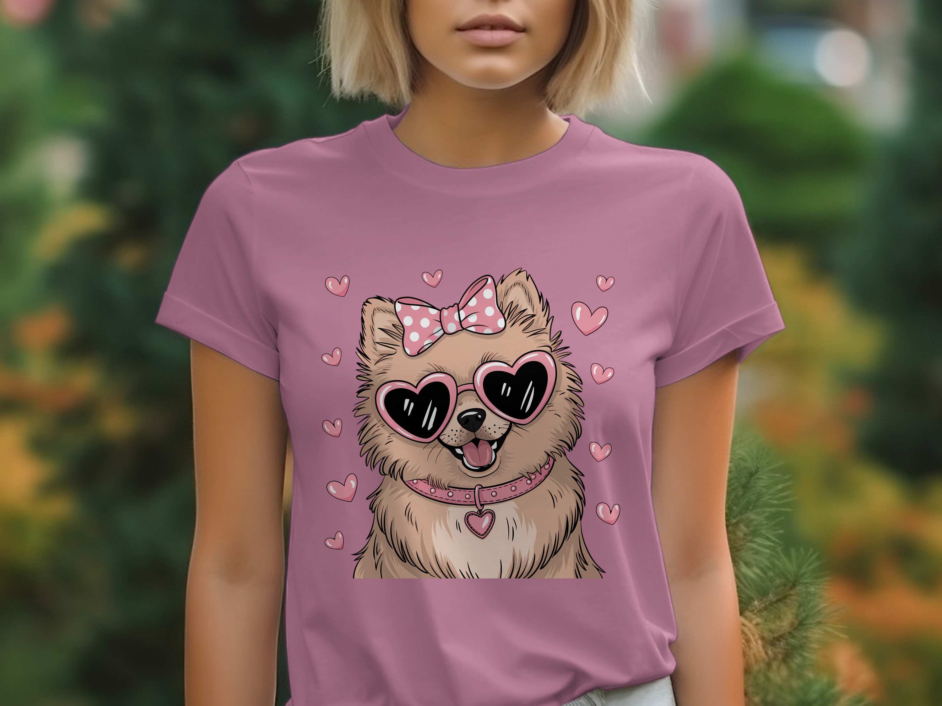 Holiday-Valentine's Day-Cute Dog in Heart Sunglasses Adorable Pet