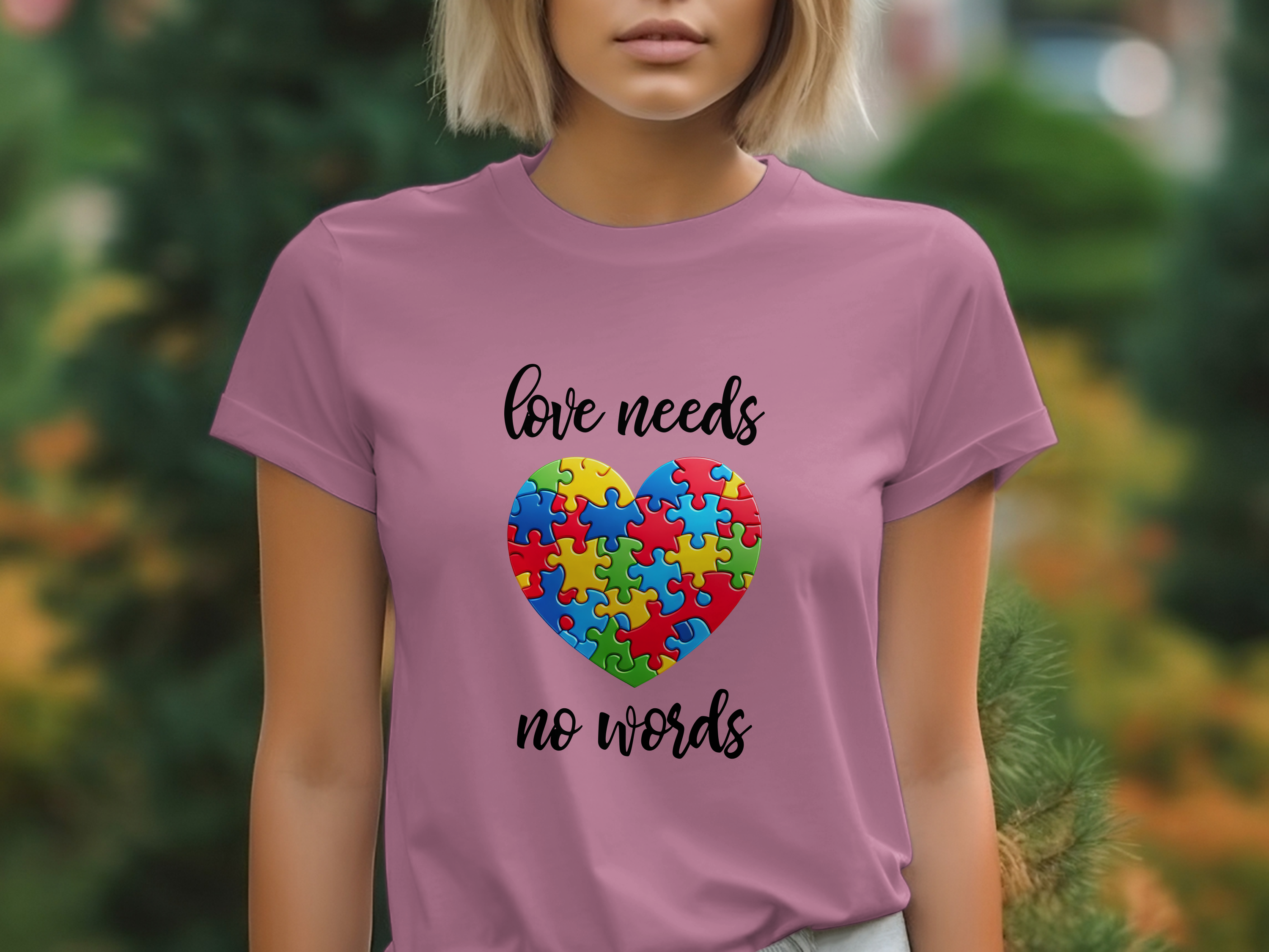 Causes-Autism-Colorful Puzzle Heart Love Needs No Words