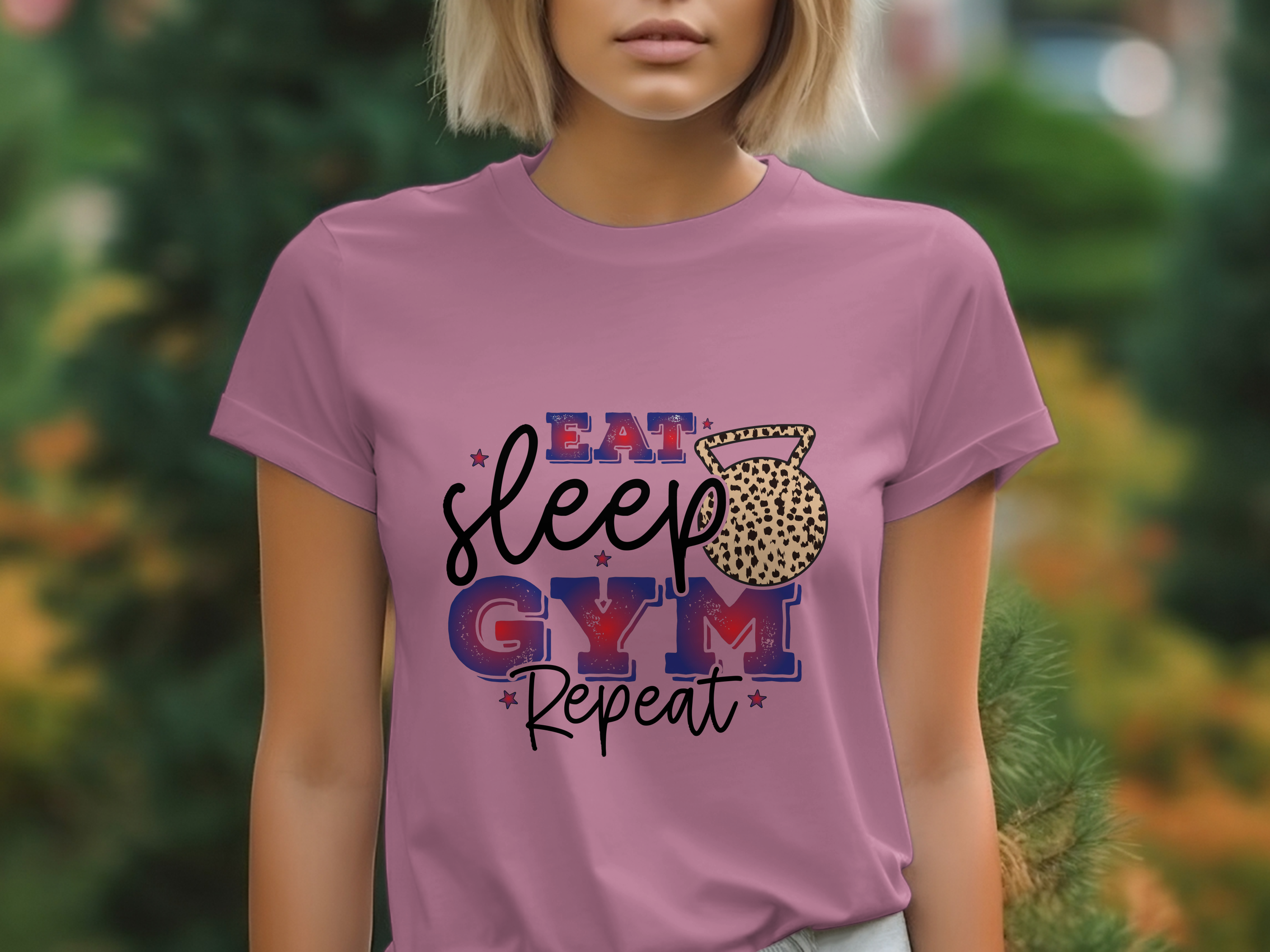 Fitness-Gym-Eat Sleep Gym Repeat Leopard