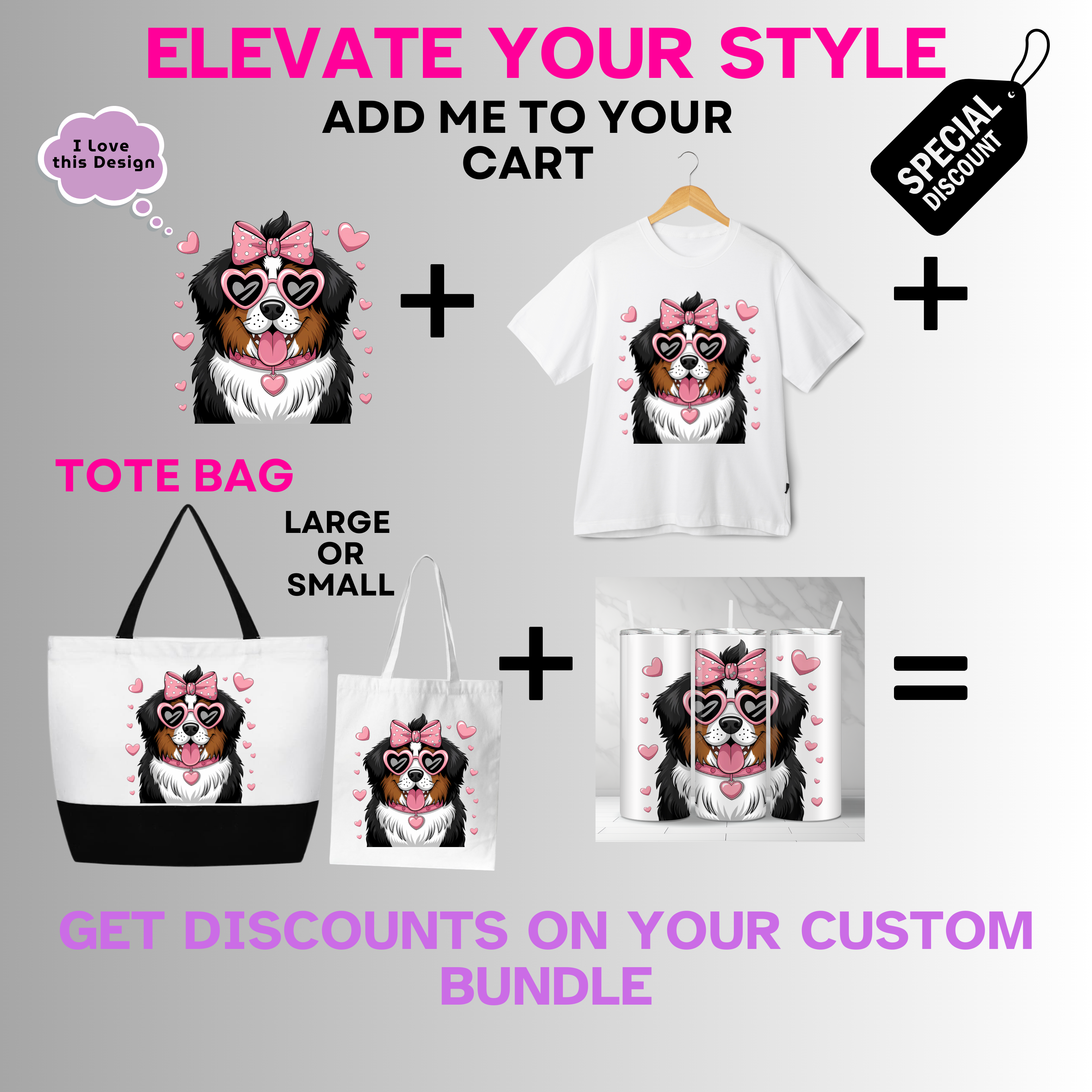 Holiday-Valentine's Day-Cute Fluffy Dog with Hearts and Sunglasses