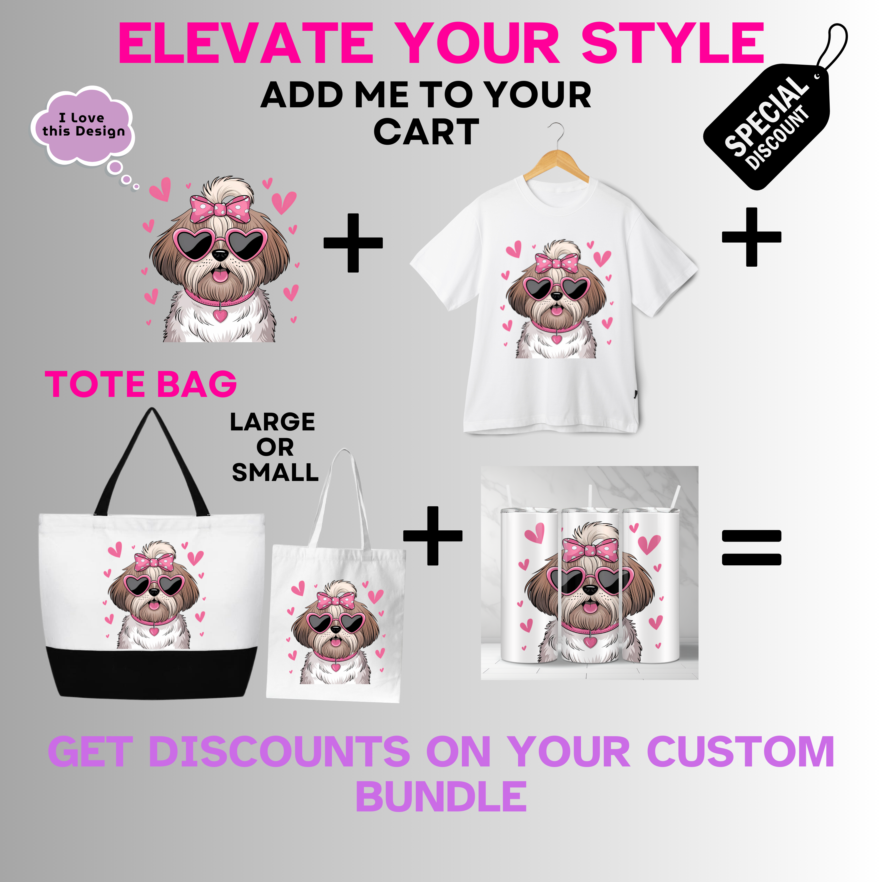 Holiday-Valentine's Day-Cute Fluffy Dog with Heart Glasses and Pink Hearts