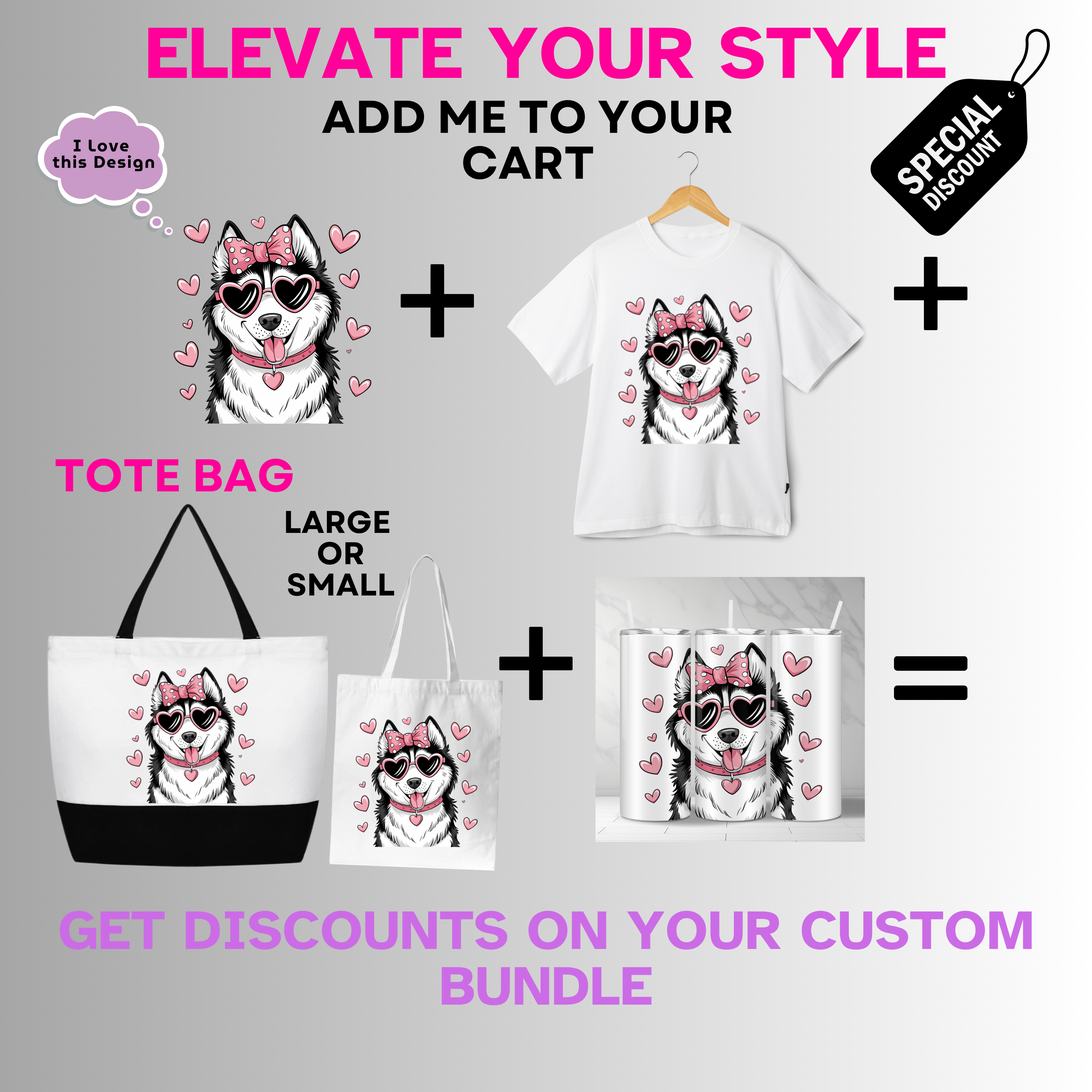 Holiday-Valentine's Day-Cute Husky Dog With Heart Sunglasses