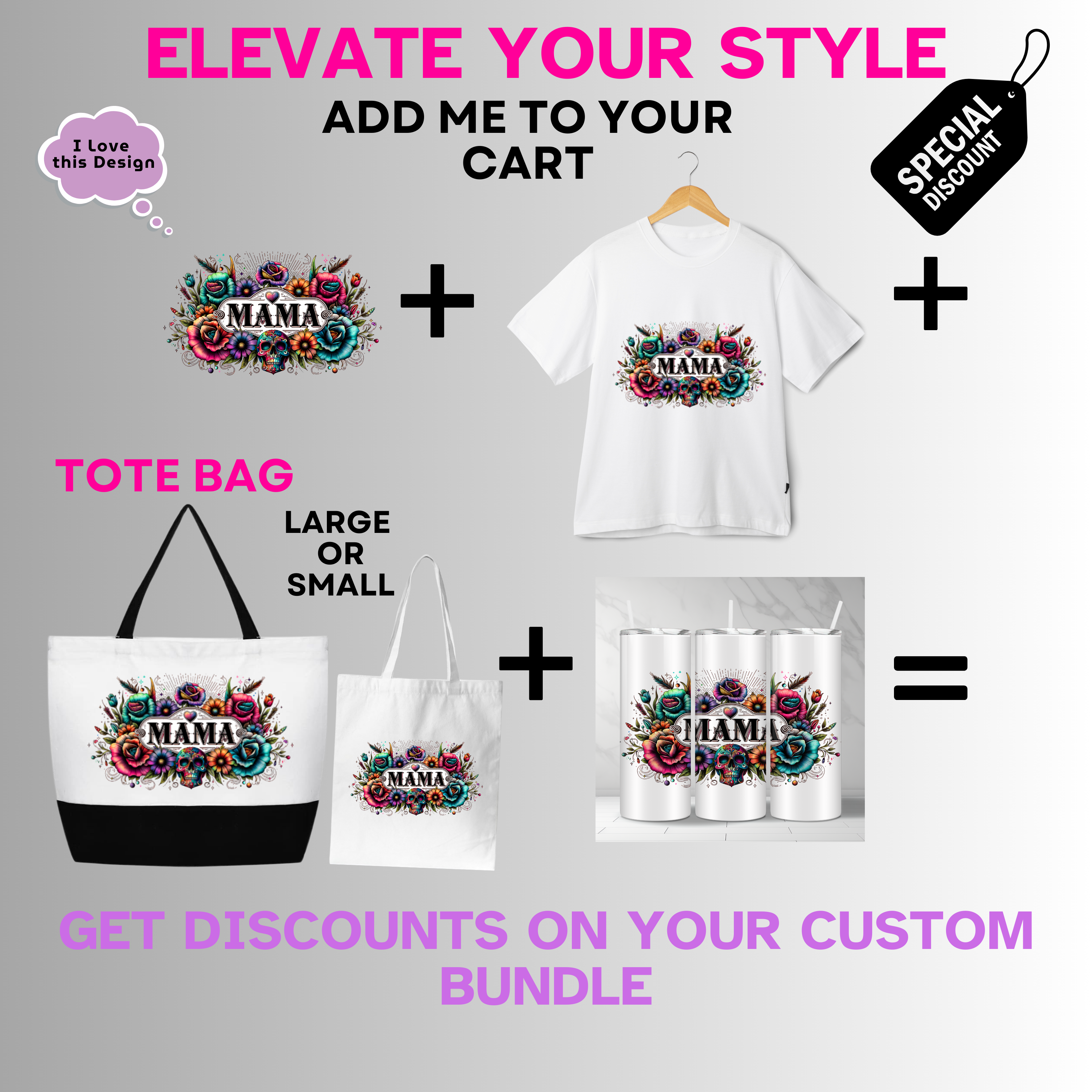 Holiday-Mother's Day-Floral Skull Artwork Mama