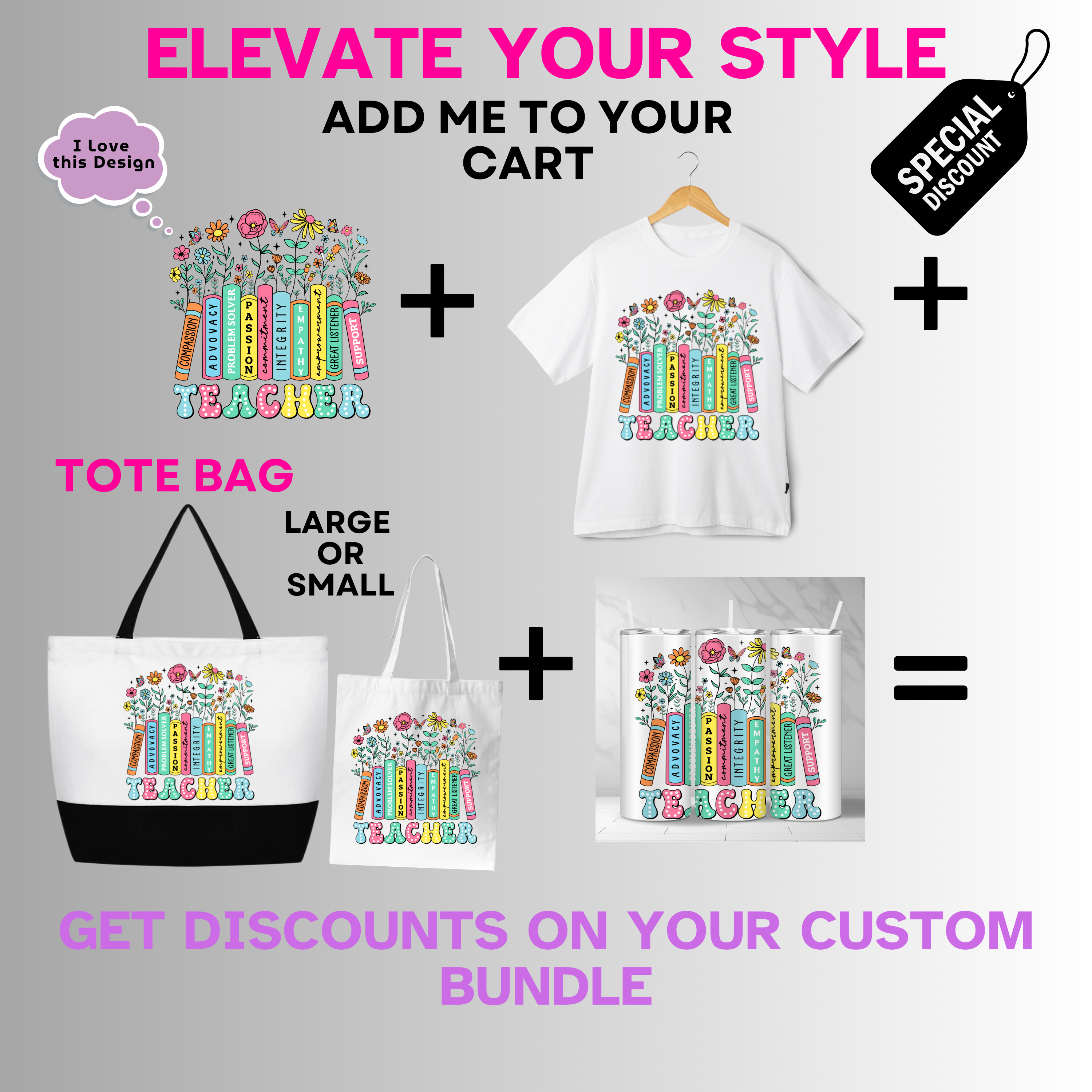 Professional-Teacher-Empowering Compassionate Passionate Teacher Floral