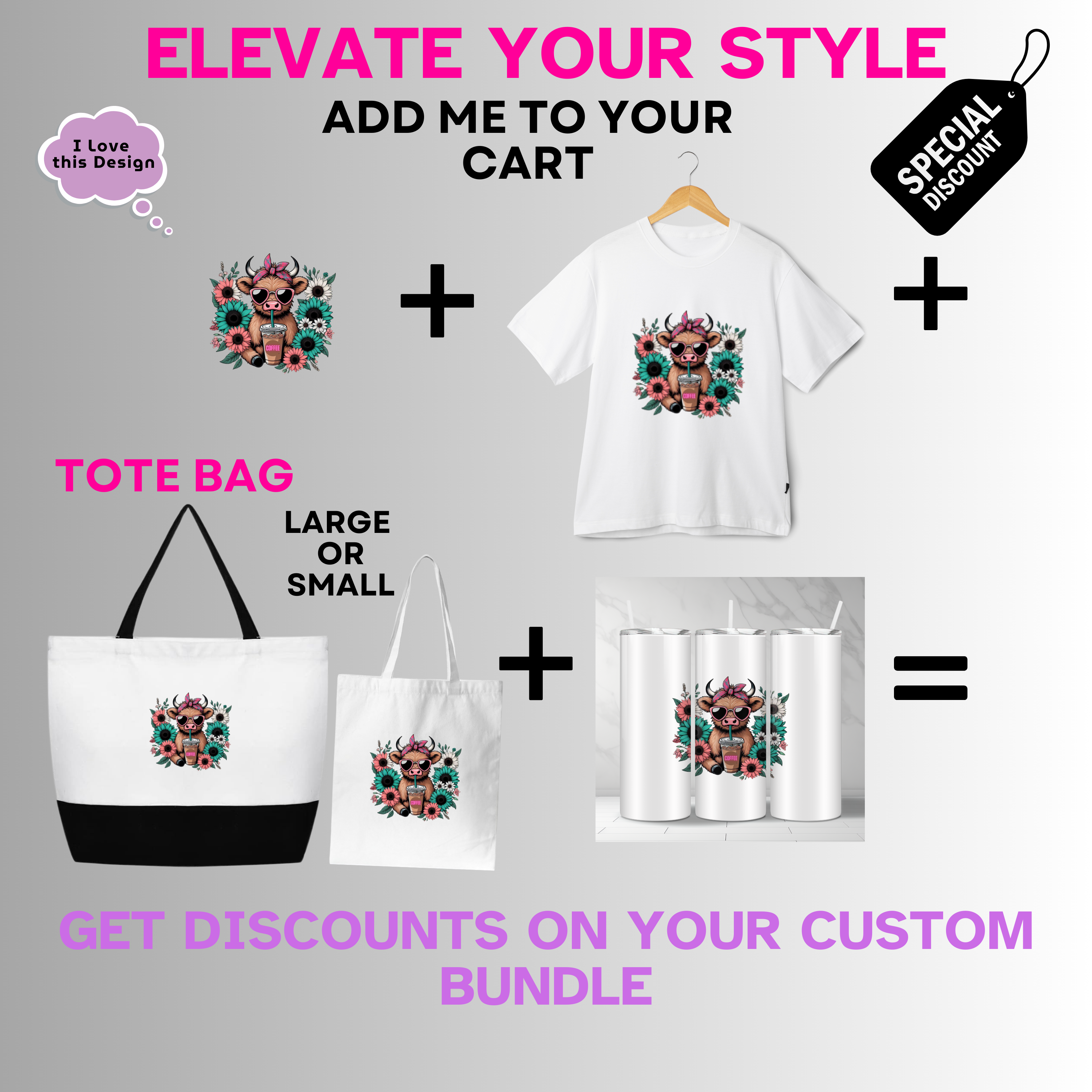 Animals-Farm Animals-Highland Cow Drinking Iced Coffee