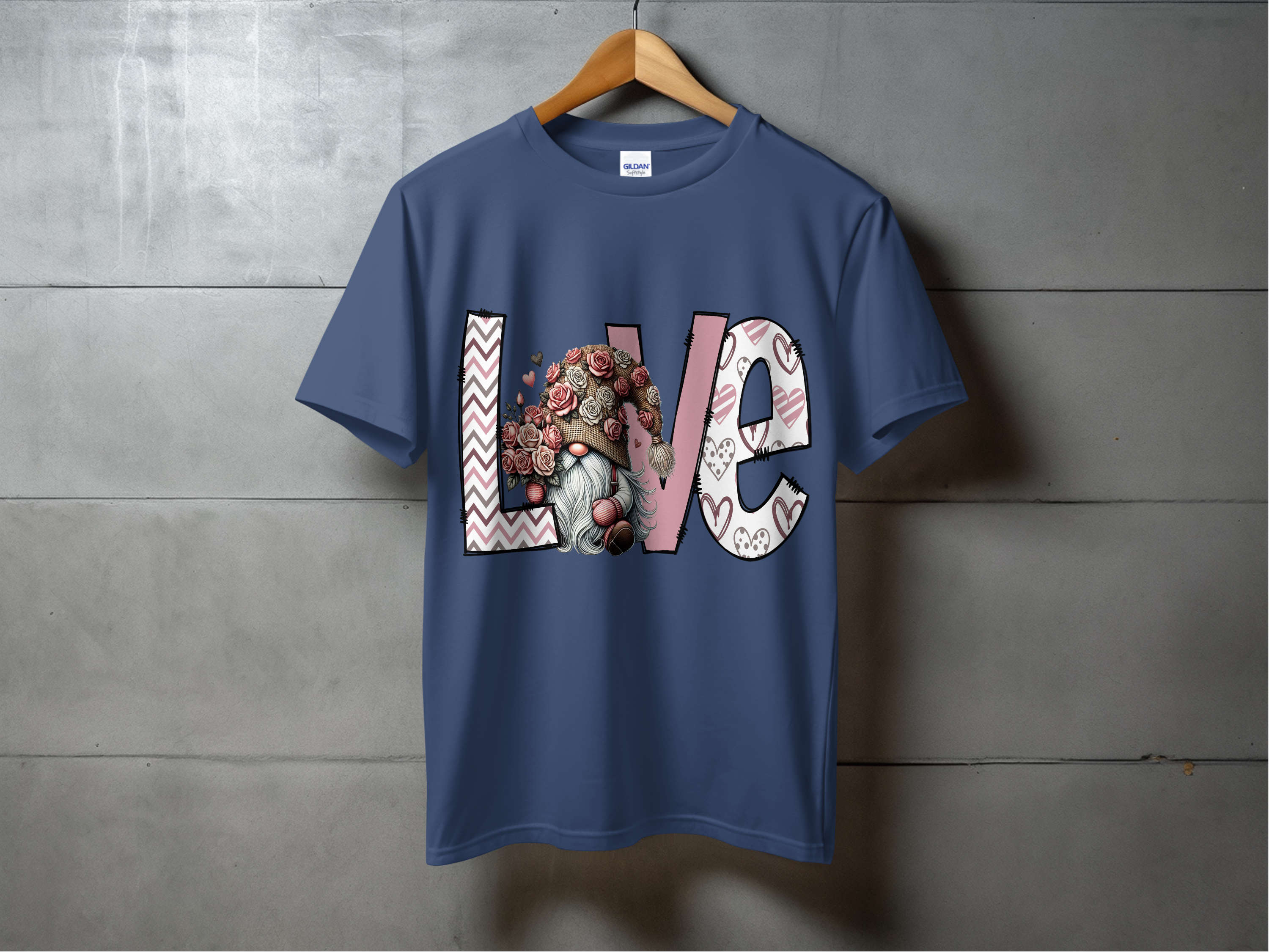 Holiday-Valentine's Day-Cute Gnome Love Hearts and Flowers