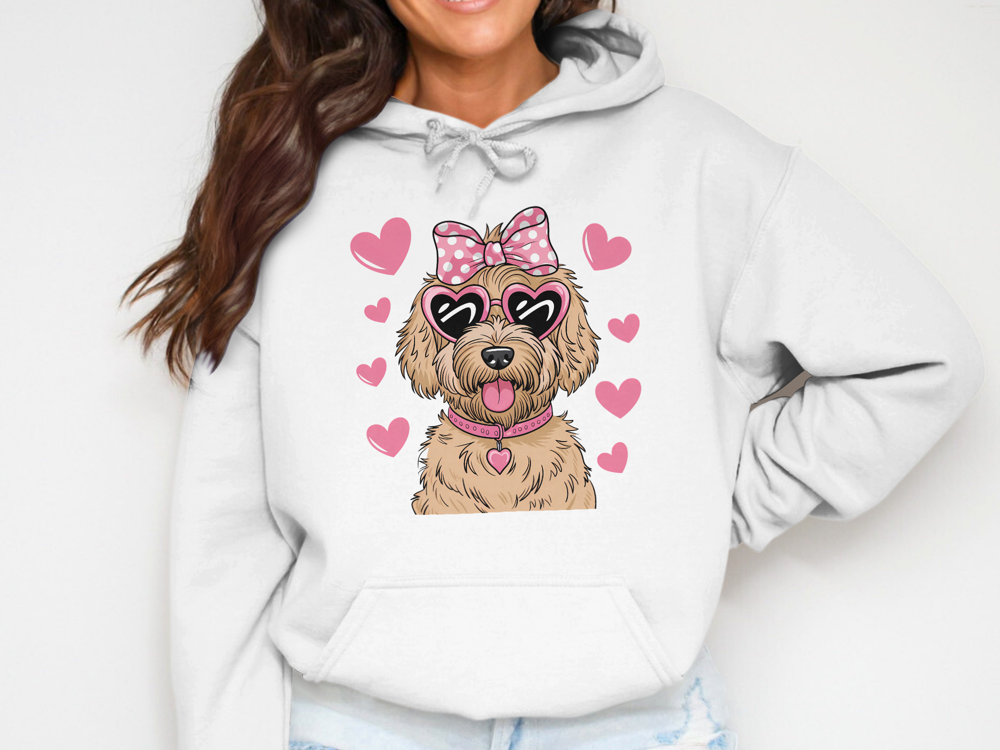 Holiday-Valentine's Day-Adorable Girl Dog With Heart Sunglasses