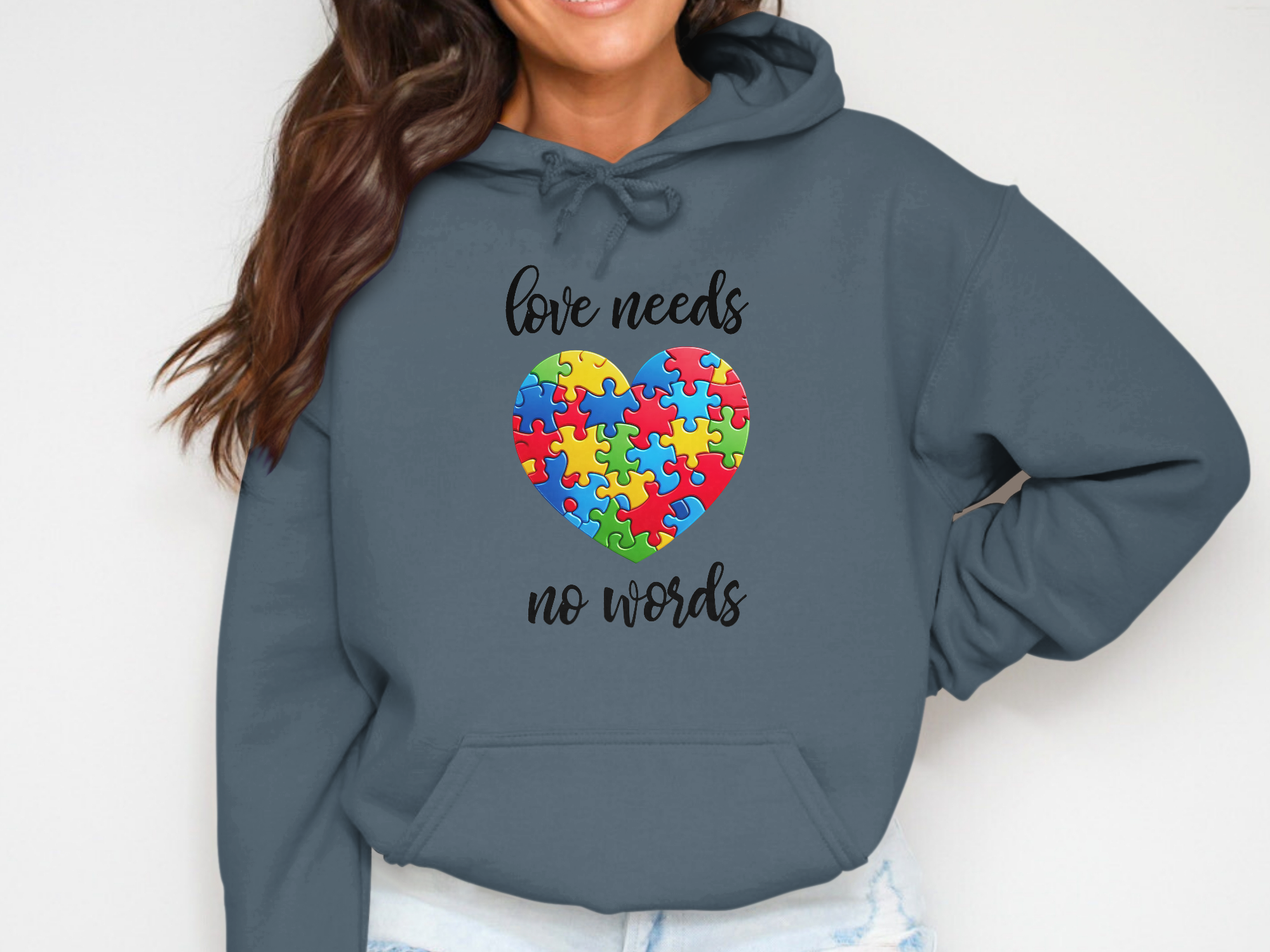 Causes-Autism-Colorful Puzzle Heart Love Needs No Words