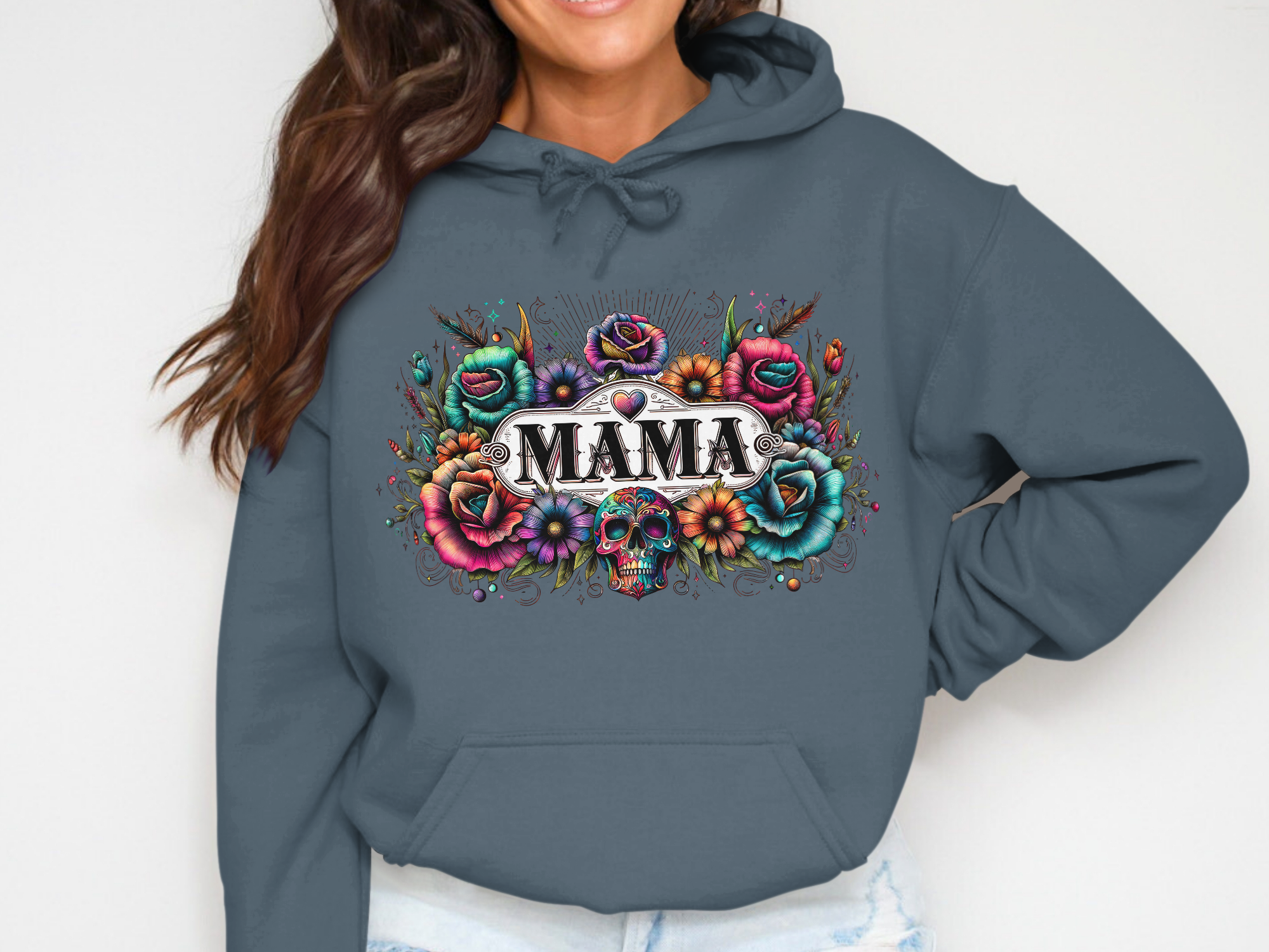Holiday-Mother's Day-Floral Skull Artwork Mama