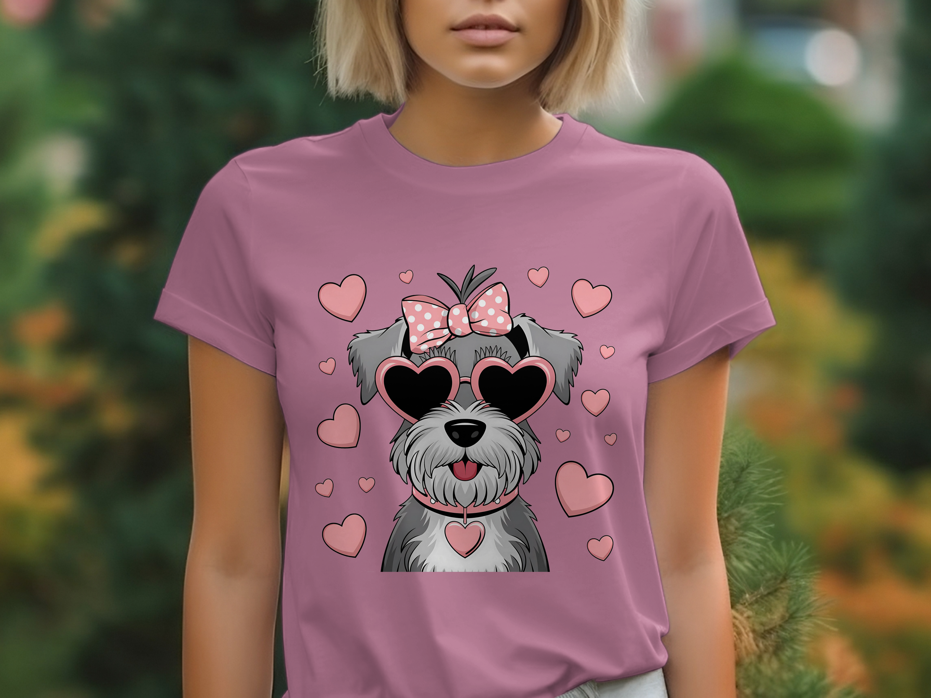 Holiday-Valentine's Day-Cute Grey Dog With Heart Sunglasses