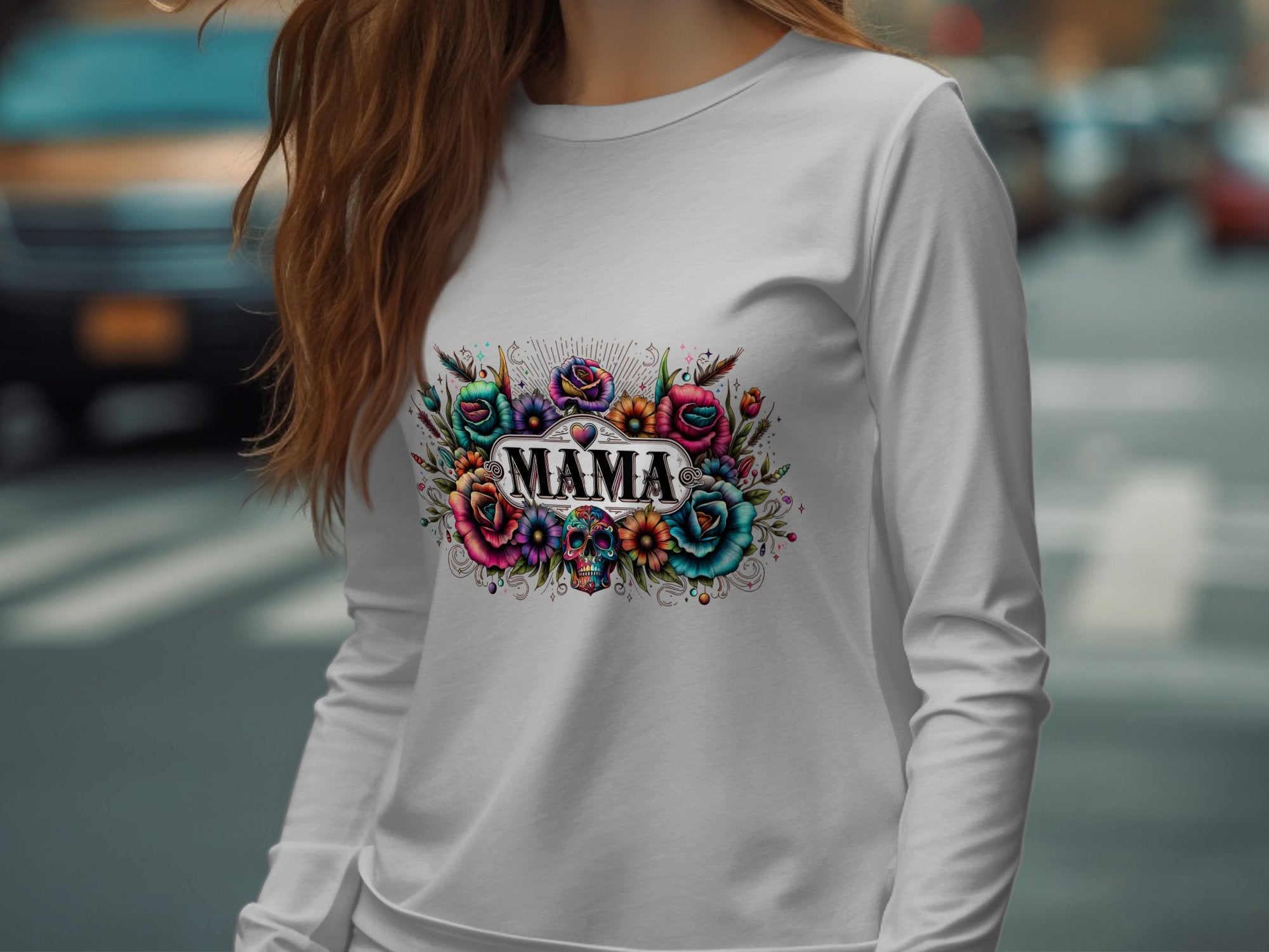 Holiday-Mother's Day-Floral Skull Artwork Mama