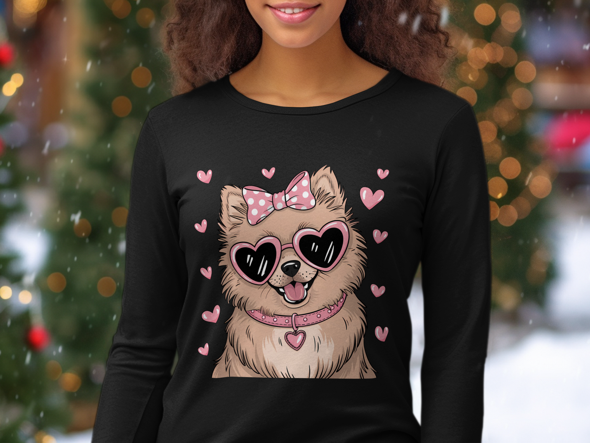 Holiday-Valentine's Day-Cute Dog in Heart Sunglasses Adorable Pet