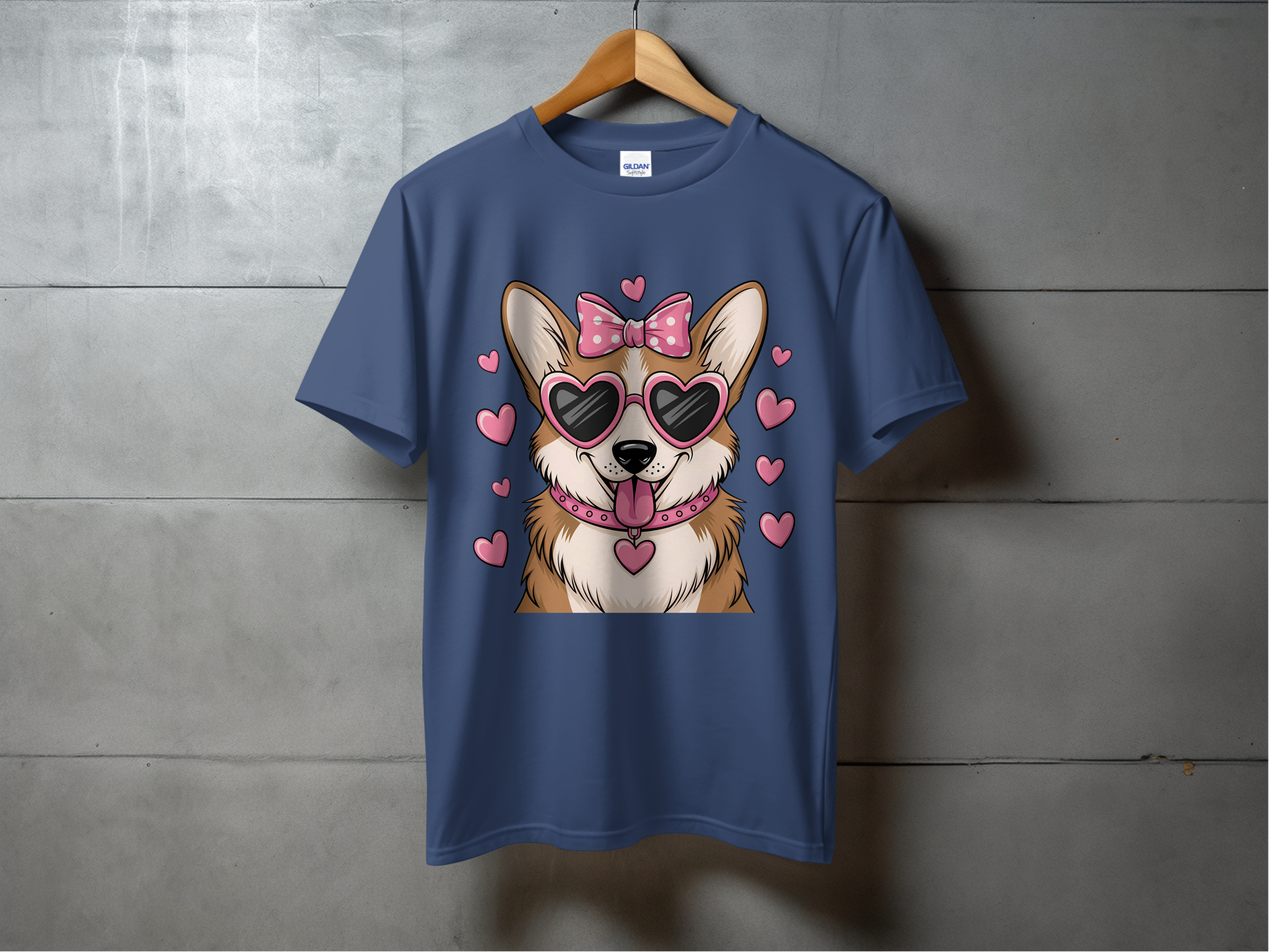 Holiday-Valentine's Day-Cute Corgi with Heart Sunglasses and Bow