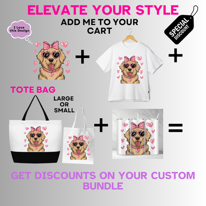 Holiday-Valentine's Day-Cute Brown Dog with Pink Bow and Hearts