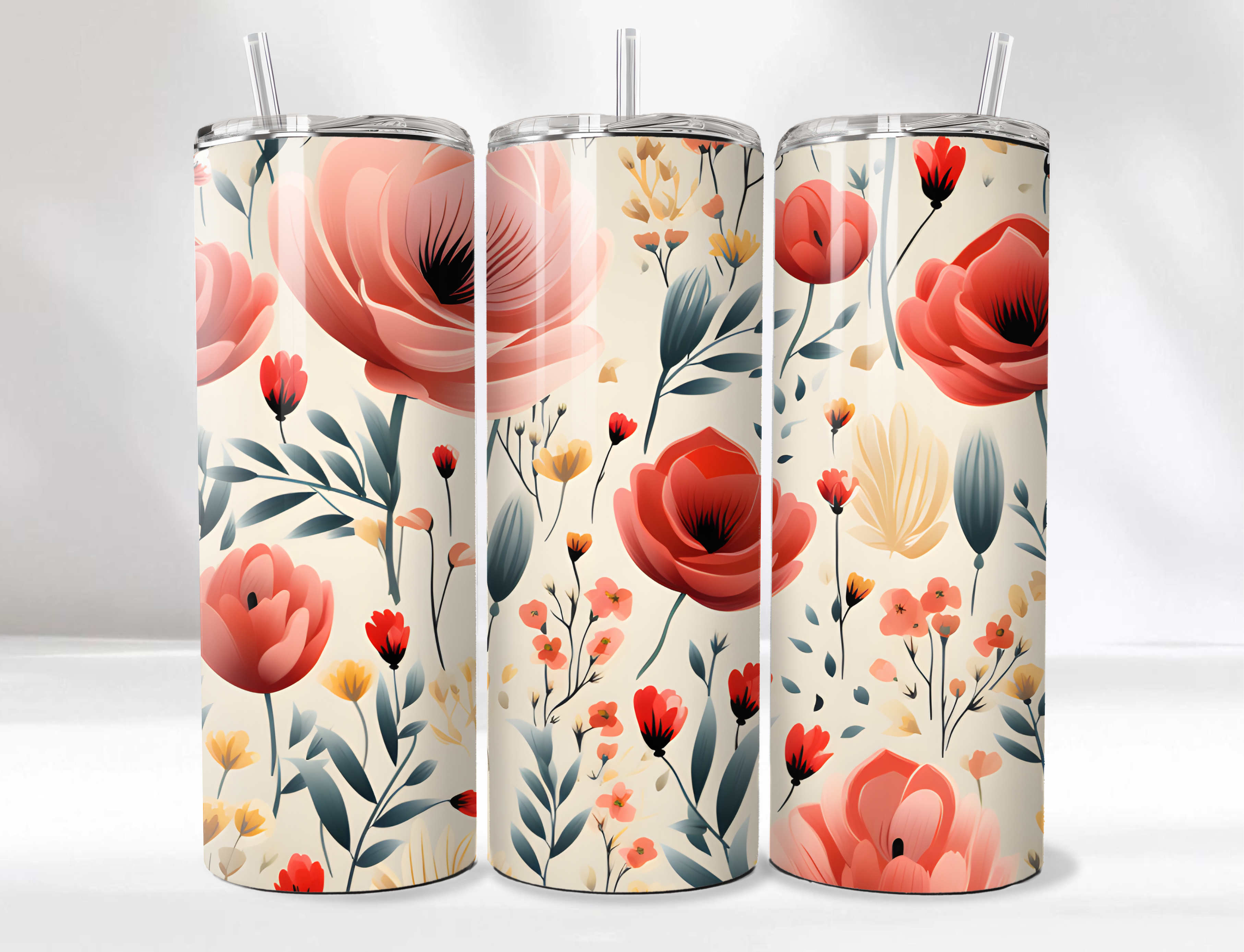 Floral Tumbler Set 3