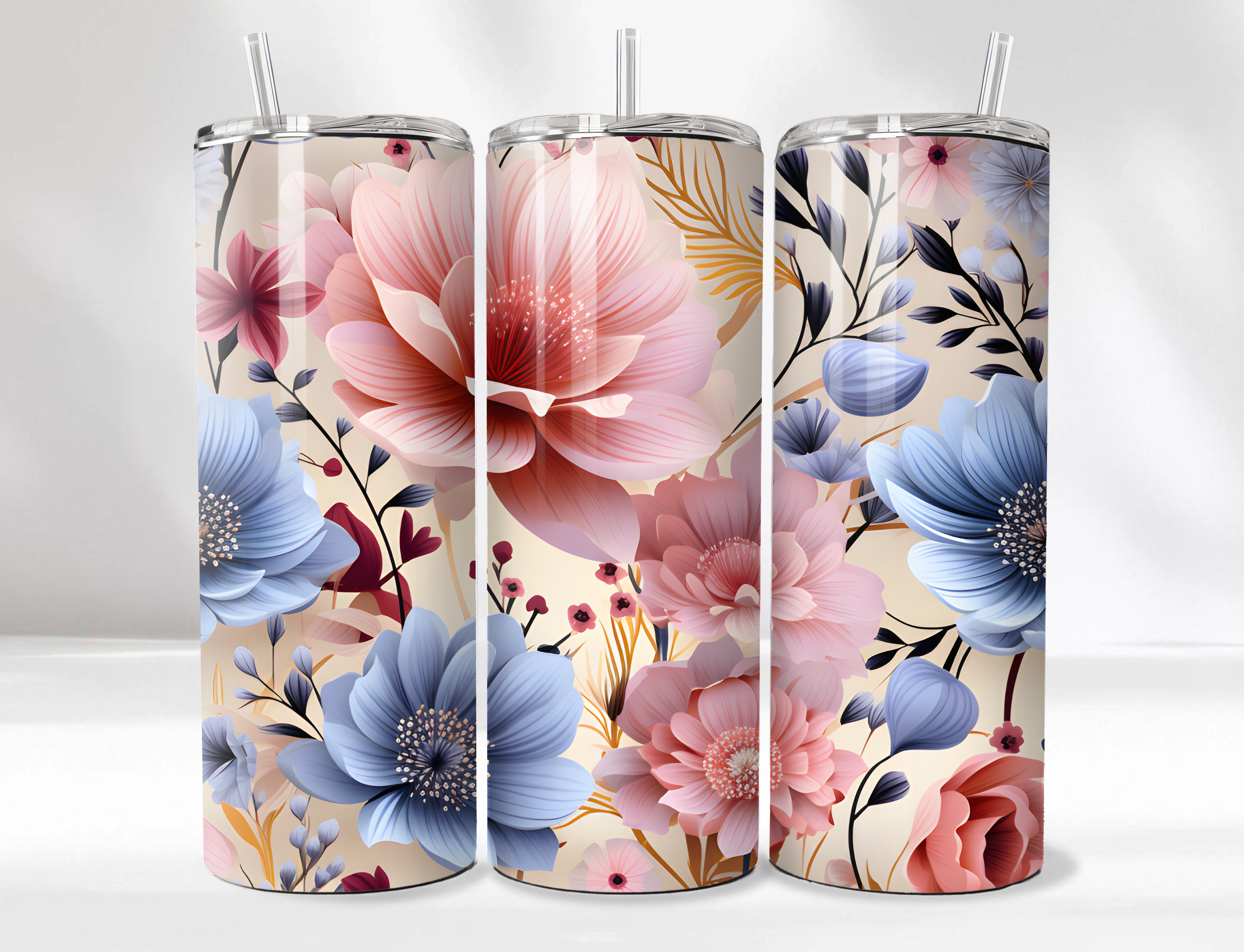 Floral Tumbler Set 3