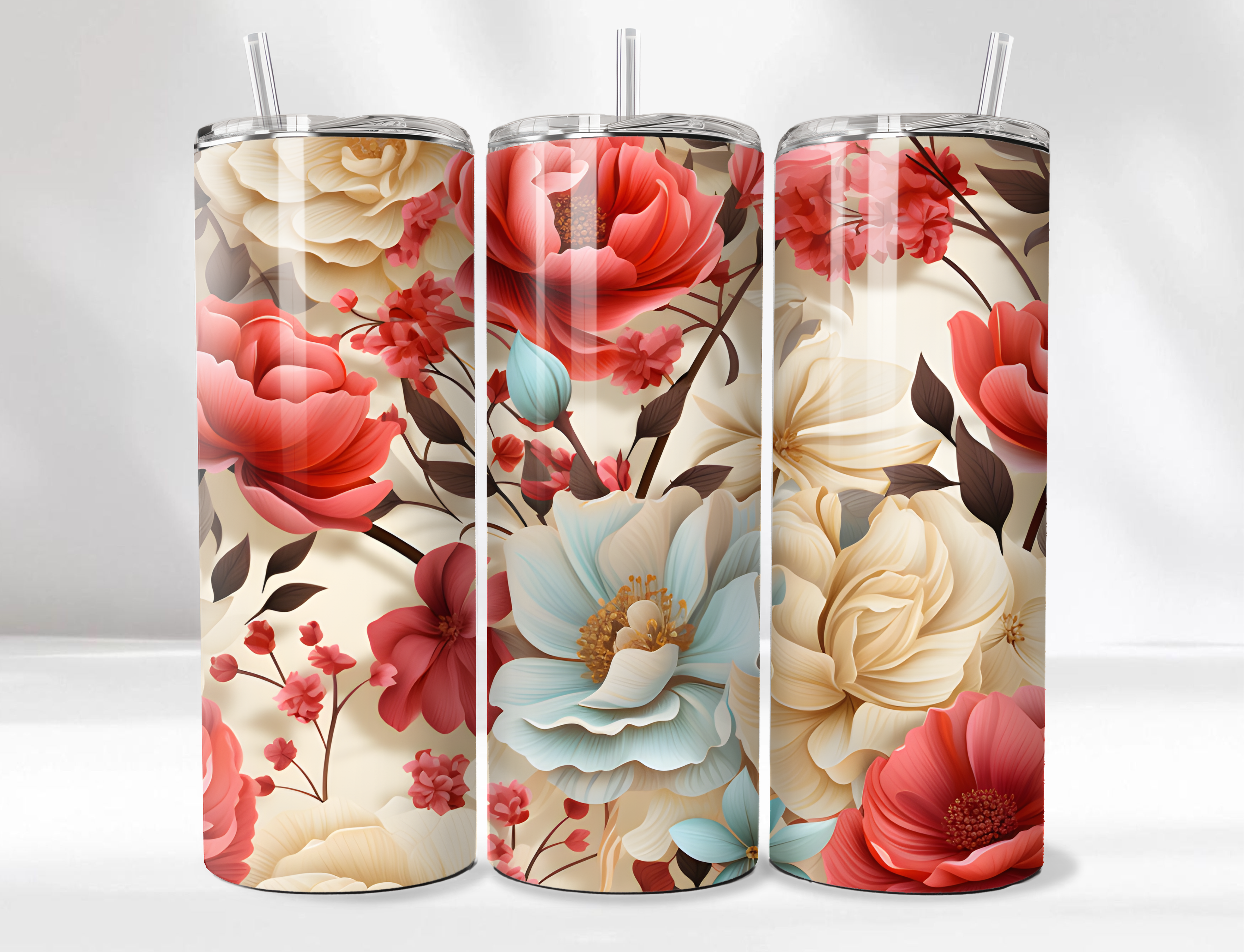 Floral Tumbler Set 4