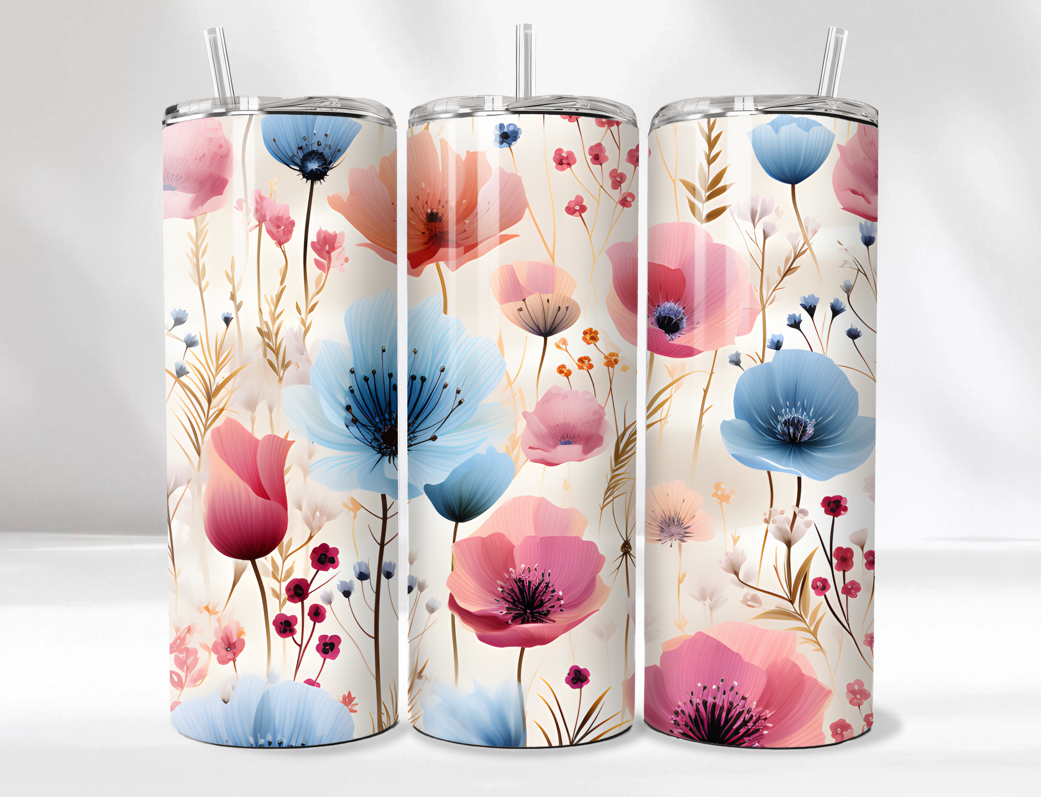 Floral Tumbler Set 4