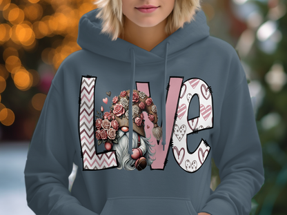 Holiday-Valentine's Day-Cute Gnome Love Hearts and Flowers