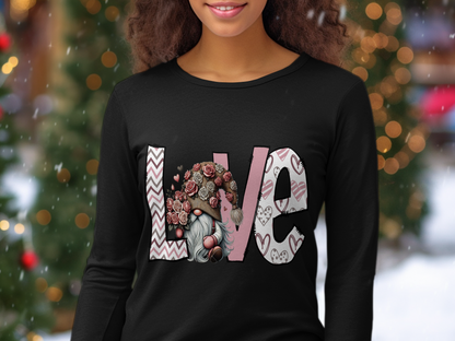 Holiday-Valentine's Day-Cute Gnome Love Hearts and Flowers