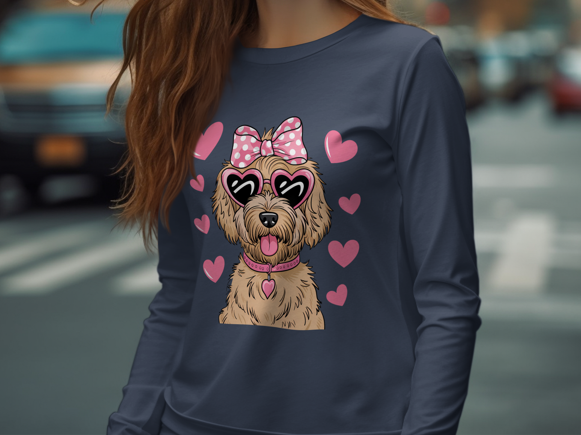 Holiday-Valentine's Day-Adorable Girl Dog With Heart Sunglasses