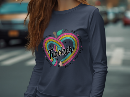 Professional-Teacher-Vibrant Rainbow Apple Teacher Inspiring Motivator