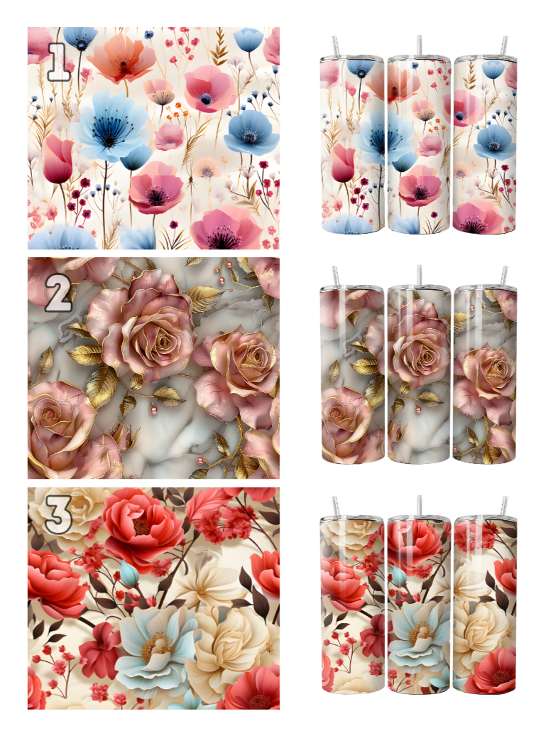 Floral Tumbler Set 4